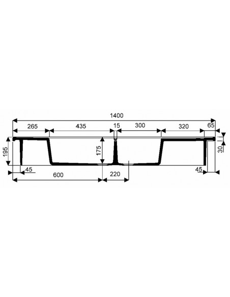 Evier ROANNE 2 cuves 2 égouttoirs 140x60 blanc BLANC GEBERIT 00691000000