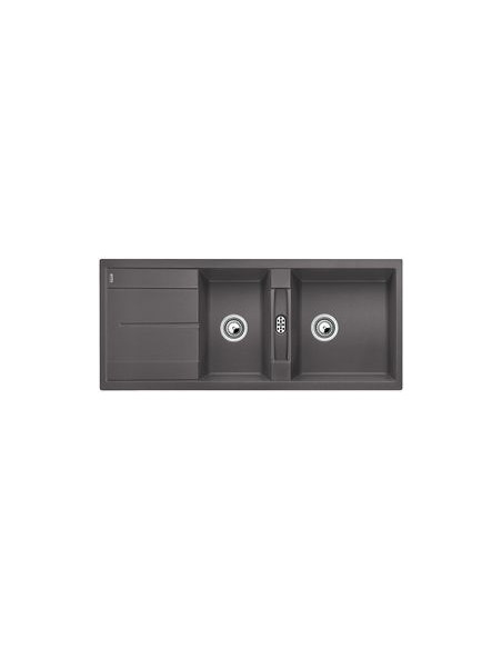 EVIER BLANCOMETRA 8S 2 CUVES + EGOUT GRIS ROCHER BLANCO 518885